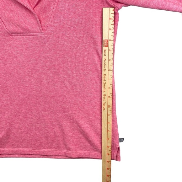 TALBOTS Petite Small Pink Heather Featherweight Fleece Wrap Neck‎ Pullover Top - Picture 9 of 13